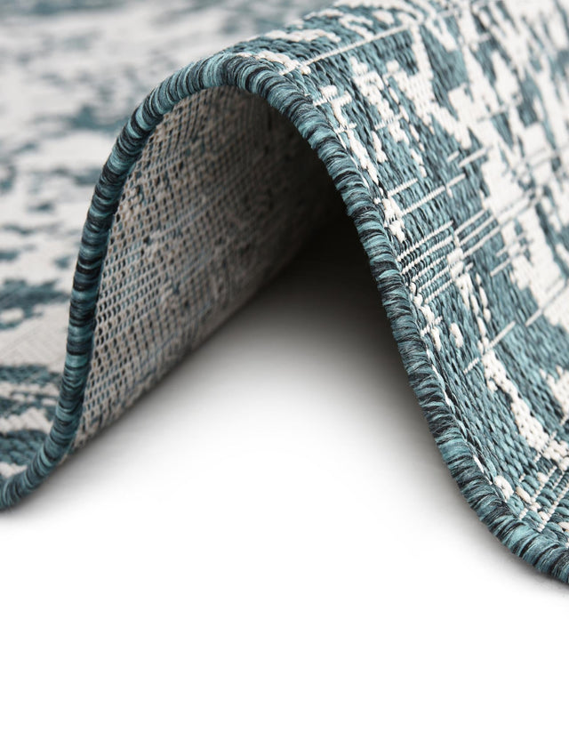 Teal 7' 1 x 7' 1 Jill Zarin Outdoor Round Area Rug Weather Resistant for Patio, Deck, Terrace, Balcony, Porch Durable 100% Polypropylene Carpet for Outside for Sale at Rug Engine