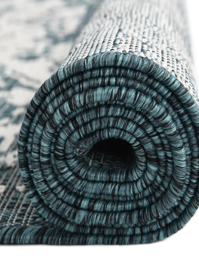 Teal 10' 8 x 10' 8 Jill Zarin Outdoor Round Area Rug Weather Resistant for Patio, Deck, Terrace, Balcony, Porch Durable 100% Polypropylene Carpet for Outside for Sale at Rug Engine