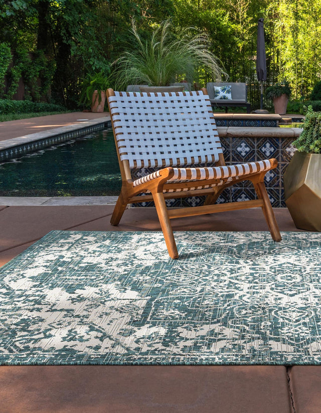 Teal 9' x 12' Jill Zarin Outdoor Rectangle Area Rug Weather Resistant for Patio, Deck, Terrace, Balcony, Porch Durable 100% Polypropylene Carpet for Outside for Sale at Rug Engine