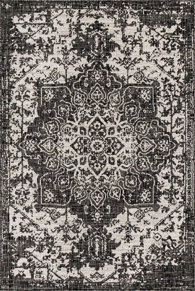 Charcoal Gray 6' 1 x 9' Jill Zarin Outdoor Rectangle Area Rug Weather Resistant for Patio, Deck, Terrace, Balcony, Porch Durable 100% Polypropylene Carpet for Outside for Sale at Rug Engine