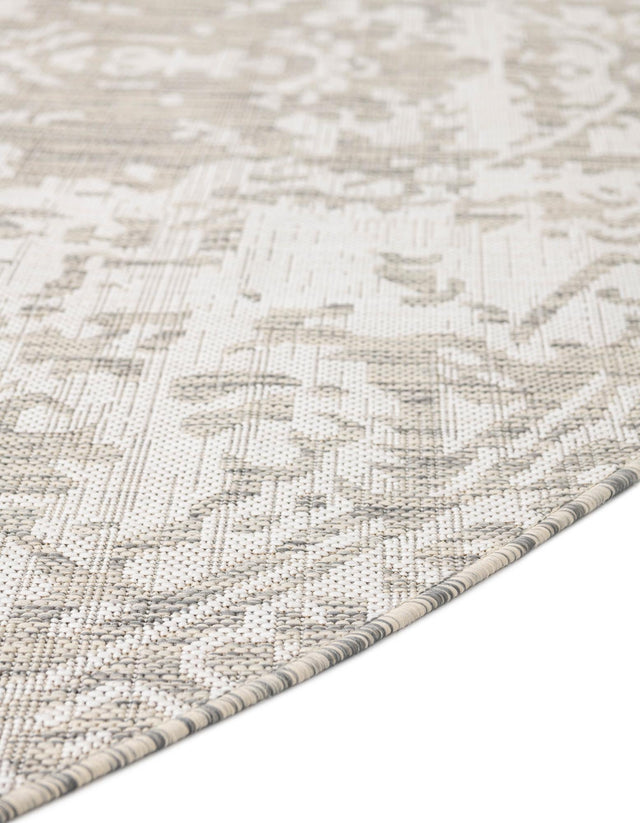 Gray 10' 8 x 10' 8 Jill Zarin Outdoor Round Area Rug Weather Resistant for Patio, Deck, Terrace, Balcony, Porch Durable 100% Polypropylene Carpet for Outside for Sale at Rug Engine