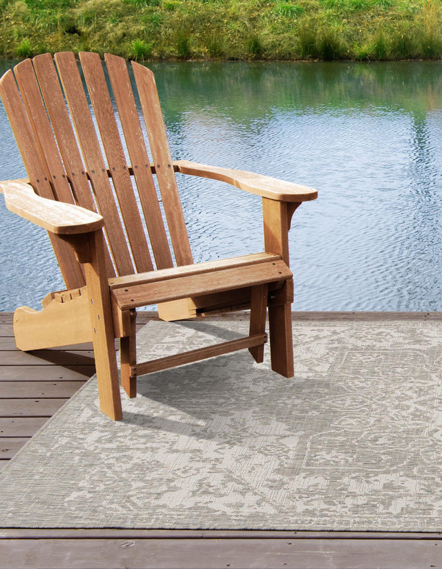 Gray 6' 1 x 9' Jill Zarin Outdoor Rectangle Area Rug Weather Resistant for Patio, Deck, Terrace, Balcony, Porch Durable 100% Polypropylene Carpet for Outside for Sale at Rug Engine