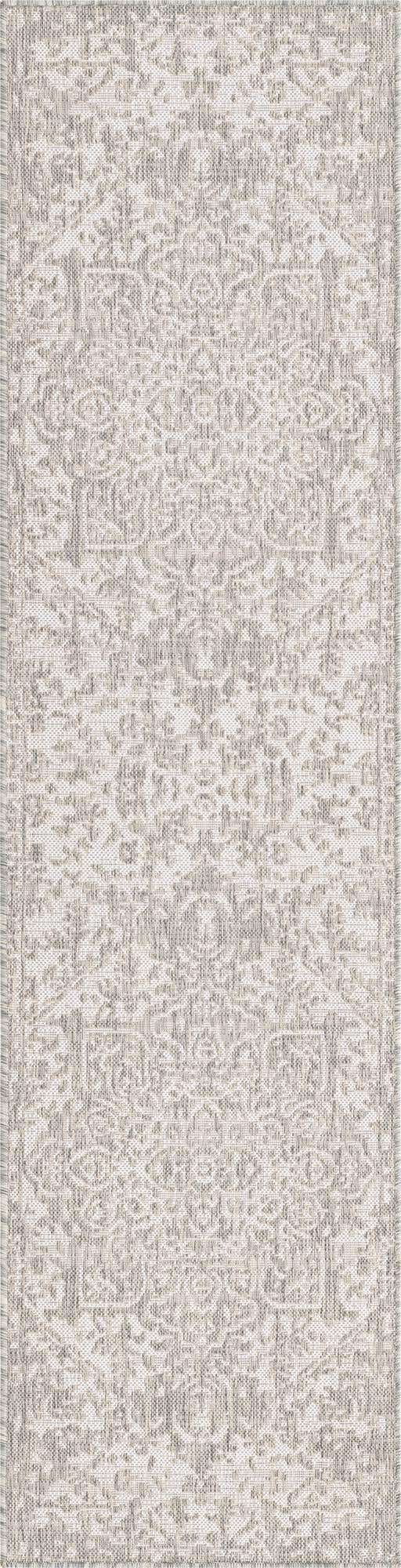 Gray 2' x 8' Jill Zarin Outdoor Runner Area Rug Weather Resistant for Patio, Deck, Terrace, Balcony, Porch Durable 100% Polypropylene Carpet for Outside for Sale at Rug Engine