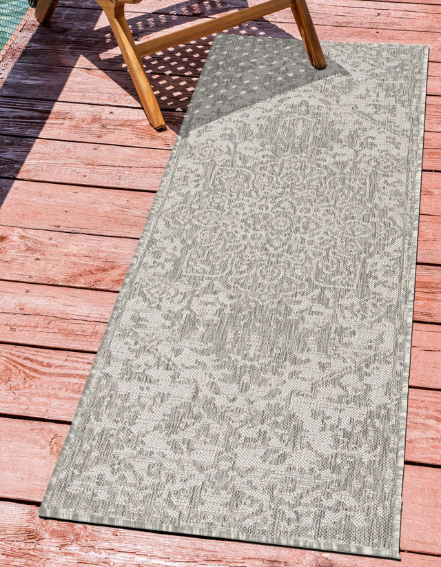 Gray 2' x 6' 1 Jill Zarin Outdoor Runner Area Rug Weather Resistant for Patio, Deck, Terrace, Balcony, Porch Durable 100% Polypropylene Carpet for Outside for Sale at Rug Engine