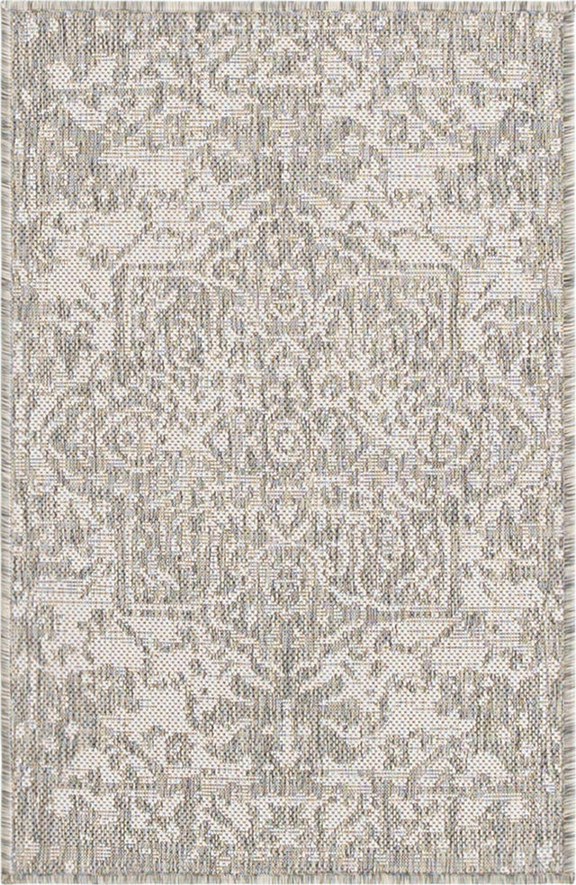 Gray 2' x 3' 1 Jill Zarin Outdoor Rectangle Area Rug Weather Resistant for Patio, Deck, Terrace, Balcony, Porch Durable 100% Polypropylene Carpet for Outside for Sale at Rug Engine