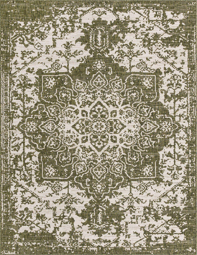 Green 7' 10 x 10' Jill Zarin Outdoor Rectangle Area Rug Weather Resistant for Patio, Deck, Terrace, Balcony, Porch Durable 100% Polypropylene Carpet for Outside for Sale at Rug Engine