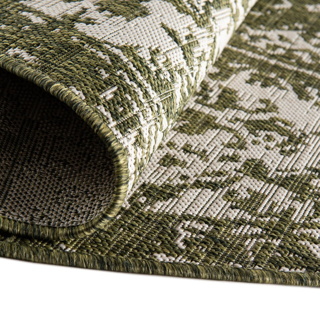 Green 13' 1 x 13' 1 Jill Zarin Outdoor Round Area Rug Weather Resistant for Patio, Deck, Terrace, Balcony, Porch Durable 100% Polypropylene Carpet for Outside for Sale at Rug Engine