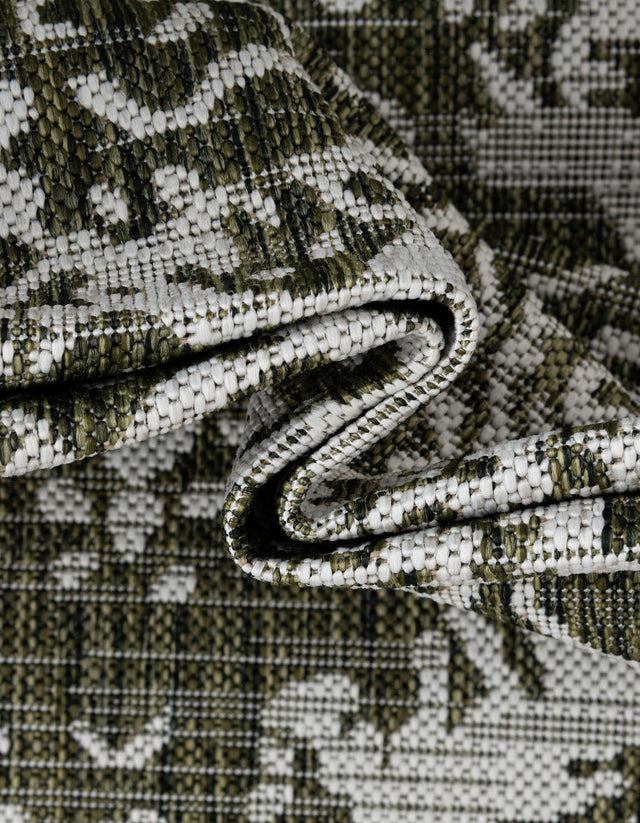 Green 6' 1 x 9' Jill Zarin Outdoor Rectangle Area Rug Weather Resistant for Patio, Deck, Terrace, Balcony, Porch Durable 100% Polypropylene Carpet for Outside for Sale at Rug Engine