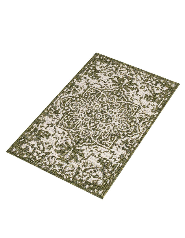 Green 2' x 3' 1 Jill Zarin Outdoor Rectangle Area Rug Weather Resistant for Patio, Deck, Terrace, Balcony, Porch Durable 100% Polypropylene Carpet for Outside for Sale at Rug Engine