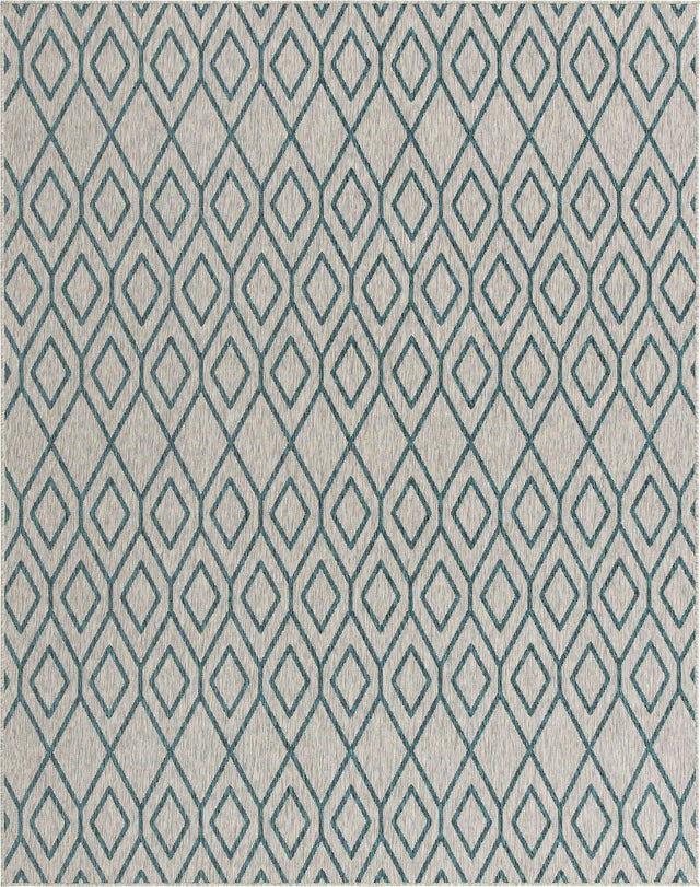 Gray Teal 7' 10 x 10' Jill Zarin Outdoor Rectangle Area Rug Weather Resistant for Patio, Deck, Terrace, Balcony, Porch Durable 100% Polypropylene Carpet for Outside for Sale at Rug Engine