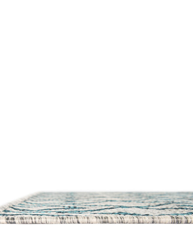 Gray Teal 7' 10 x 7' 10 Jill Zarin Outdoor Square Area Rug Weather Resistant for Patio, Deck, Terrace, Balcony, Porch Durable 100% Polypropylene Carpet for Outside for Sale at Rug Engine