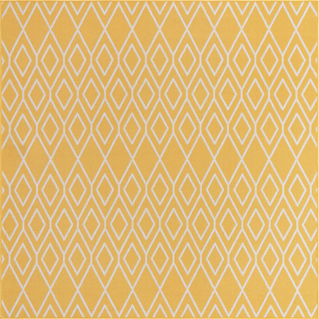 Yellow Ivory 7' 10 x 7' 10 Jill Zarin Outdoor Square Area Rug Weather Resistant for Patio, Deck, Terrace, Balcony, Porch Durable 100% Polypropylene Carpet for Outside for Sale at Rug Engine