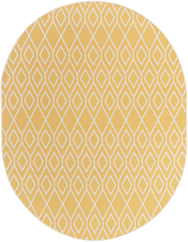 Yellow Ivory 7' 10 x 10' Jill Zarin Outdoor Oval Area Rug Weather Resistant for Patio, Deck, Terrace, Balcony, Porch Durable 100% Polypropylene Carpet for Outside for Sale at Rug Engine