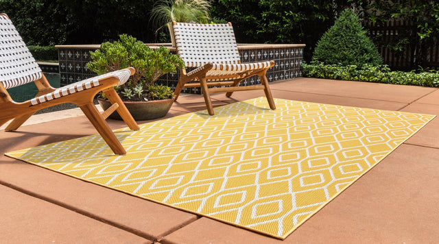 Yellow Ivory 3' 1 x 5' 3 Jill Zarin Outdoor Rectangle Area Rug Weather Resistant for Patio, Deck, Terrace, Balcony, Porch Durable 100% Polypropylene Carpet for Outside for Sale at Rug Engine