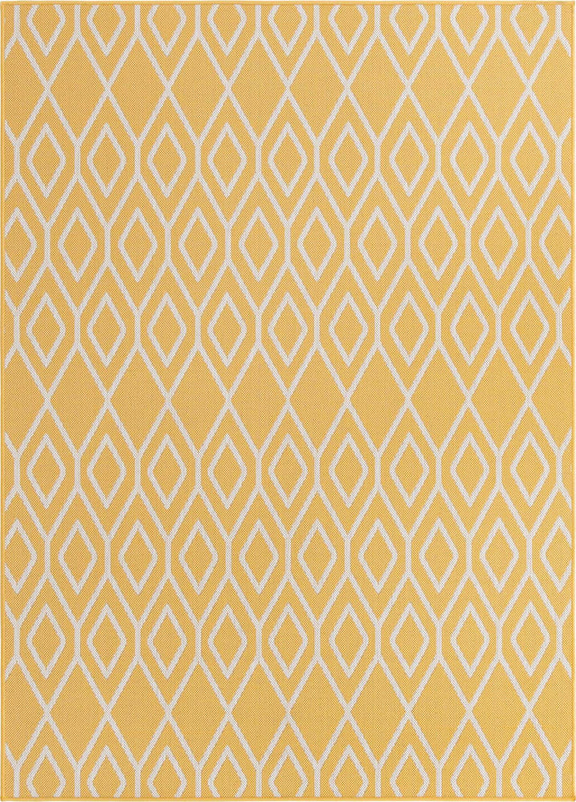 Yellow Ivory 5' 3 x 8' Jill Zarin Outdoor Rectangle Area Rug Weather Resistant for Patio, Deck, Terrace, Balcony, Porch Durable 100% Polypropylene Carpet for Outside for Sale at Rug Engine