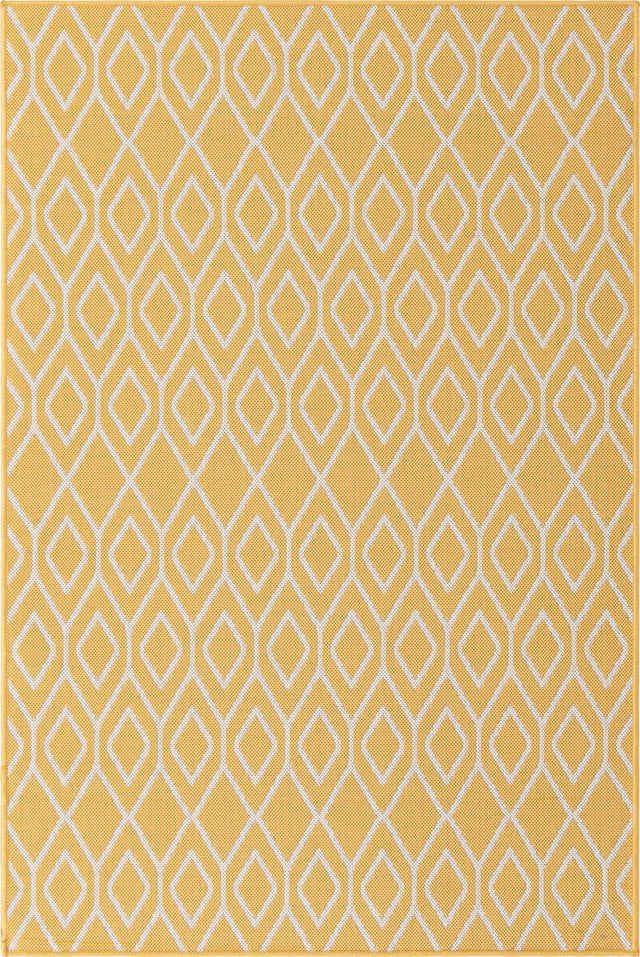 Yellow Ivory 4' 1 x 6' 1 Jill Zarin Outdoor Rectangle Area Rug Weather Resistant for Patio, Deck, Terrace, Balcony, Porch Durable 100% Polypropylene Carpet for Outside for Sale at Rug Engine