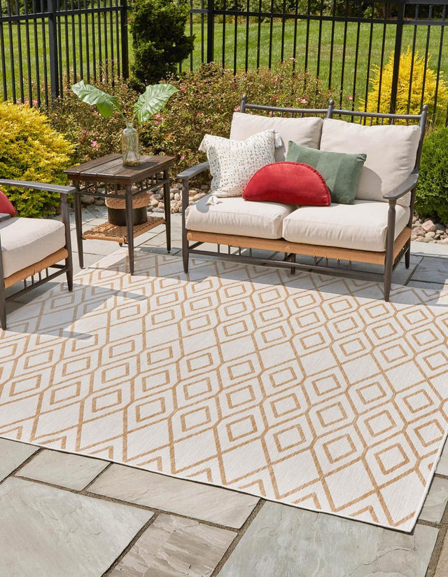 Beige 7' 10 x 7' 10 Jill Zarin Outdoor Square Area Rug Weather Resistant for Patio, Deck, Terrace, Balcony, Porch Durable 100% Polypropylene Carpet for Outside for Sale at Rug Engine