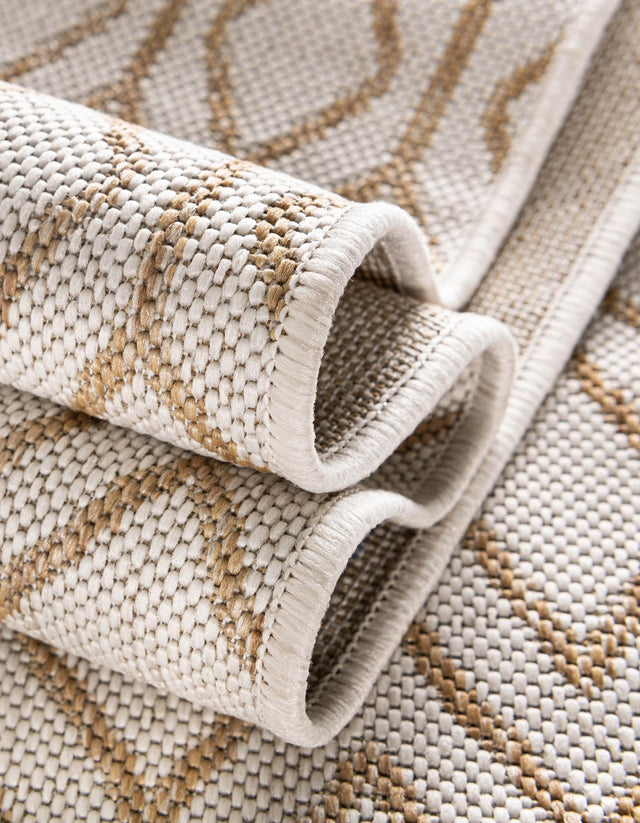 Beige 7' 1 x 10' Jill Zarin Outdoor Rectangle Area Rug Weather Resistant for Patio, Deck, Terrace, Balcony, Porch Durable 100% Polypropylene Carpet for Outside for Sale at Rug Engine