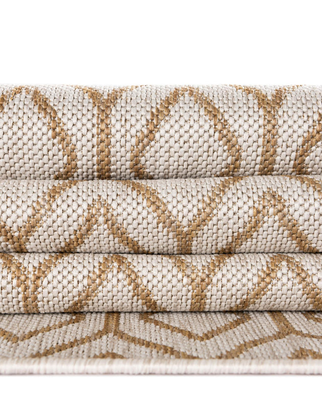 Beige 7' 1 x 10' Jill Zarin Outdoor Rectangle Area Rug Weather Resistant for Patio, Deck, Terrace, Balcony, Porch Durable 100% Polypropylene Carpet for Outside for Sale at Rug Engine