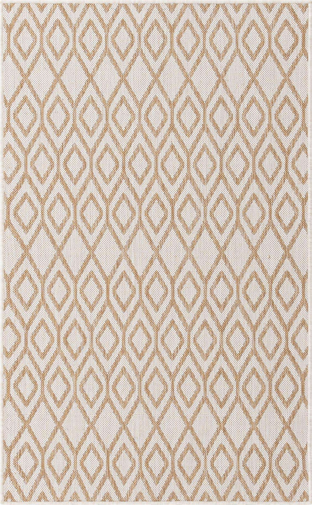 Beige 3' 1 x 5' 3 Jill Zarin Outdoor Rectangle Area Rug Weather Resistant for Patio, Deck, Terrace, Balcony, Porch Durable 100% Polypropylene Carpet for Outside for Sale at Rug Engine
