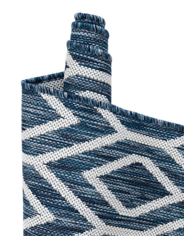 Blue 7' 1 x 10' Jill Zarin Outdoor Rectangle Area Rug Weather Resistant for Patio, Deck, Terrace, Balcony, Porch Durable 100% Polypropylene Carpet for Outside for Sale at Rug Engine