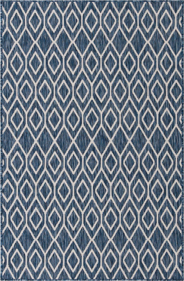 Blue 4' 1 x 6' 1 Jill Zarin Outdoor Rectangle Area Rug Weather Resistant for Patio, Deck, Terrace, Balcony, Porch Durable 100% Polypropylene Carpet for Outside for Sale at Rug Engine