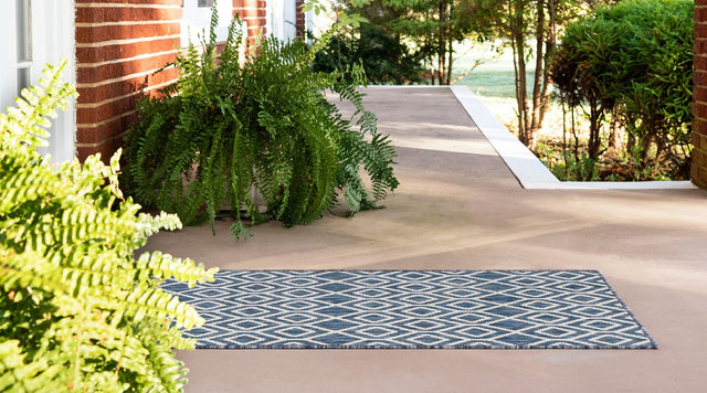 Blue 2' x 6' 1 Jill Zarin Outdoor Runner Area Rug Weather Resistant for Patio, Deck, Terrace, Balcony, Porch Durable 100% Polypropylene Carpet for Outside for Sale at Rug Engine