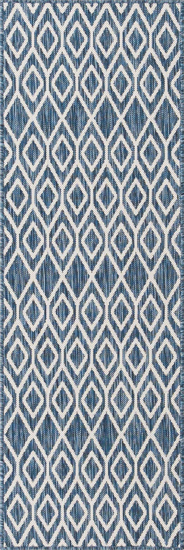 Blue 2' x 6' 1 Jill Zarin Outdoor Runner Area Rug Weather Resistant for Patio, Deck, Terrace, Balcony, Porch Durable 100% Polypropylene Carpet for Outside for Sale at Rug Engine