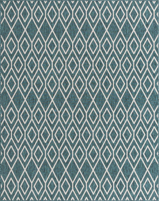 Teal 7' 10 x 10' Jill Zarin Outdoor Rectangle Area Rug Weather Resistant for Patio, Deck, Terrace, Balcony, Porch Durable 100% Polypropylene Carpet for Outside for Sale at Rug Engine