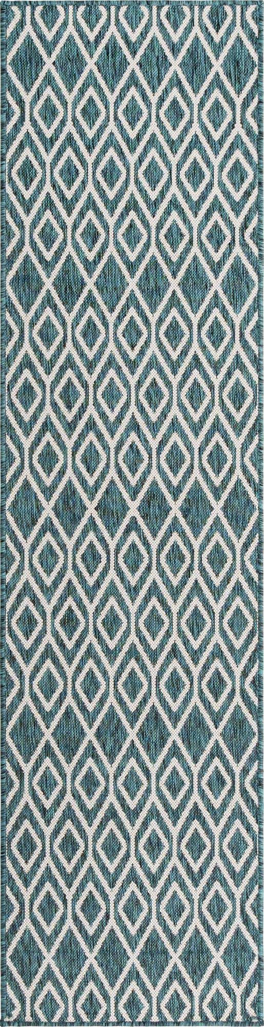 Teal 2' x 8' Jill Zarin Outdoor Runner Area Rug Weather Resistant for Patio, Deck, Terrace, Balcony, Porch Durable 100% Polypropylene Carpet for Outside for Sale at Rug Engine