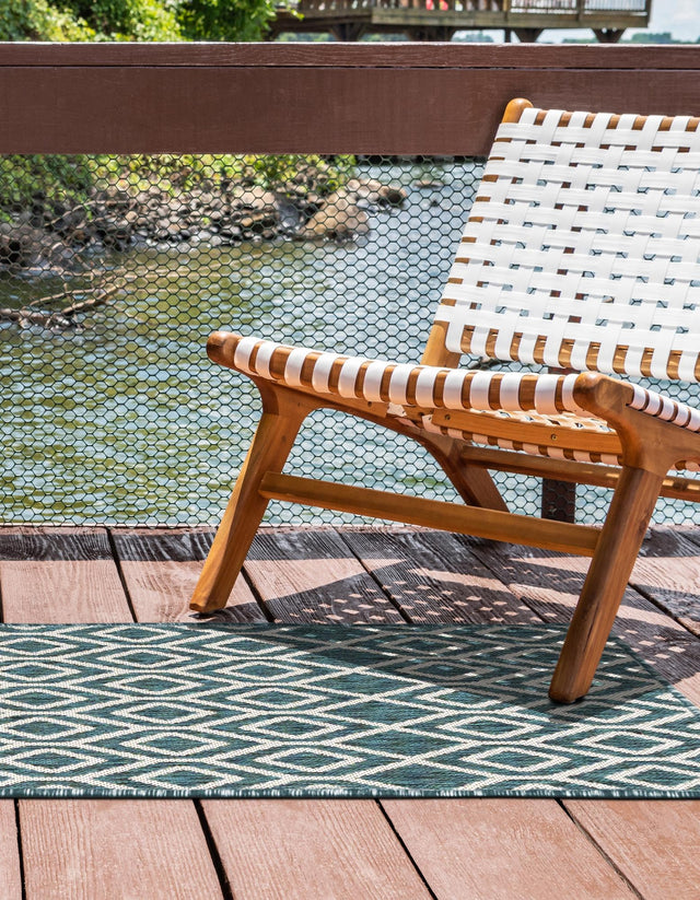 Teal 2' x 8' Jill Zarin Outdoor Runner Area Rug Weather Resistant for Patio, Deck, Terrace, Balcony, Porch Durable 100% Polypropylene Carpet for Outside for Sale at Rug Engine