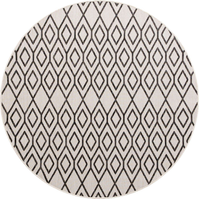 Ivory 6' 7 x 6' 7 Jill Zarin Outdoor Round Area Rug Weather Resistant for Patio, Deck, Terrace, Balcony, Porch Durable 100% Polypropylene Carpet for Outside for Sale at Rug Engine