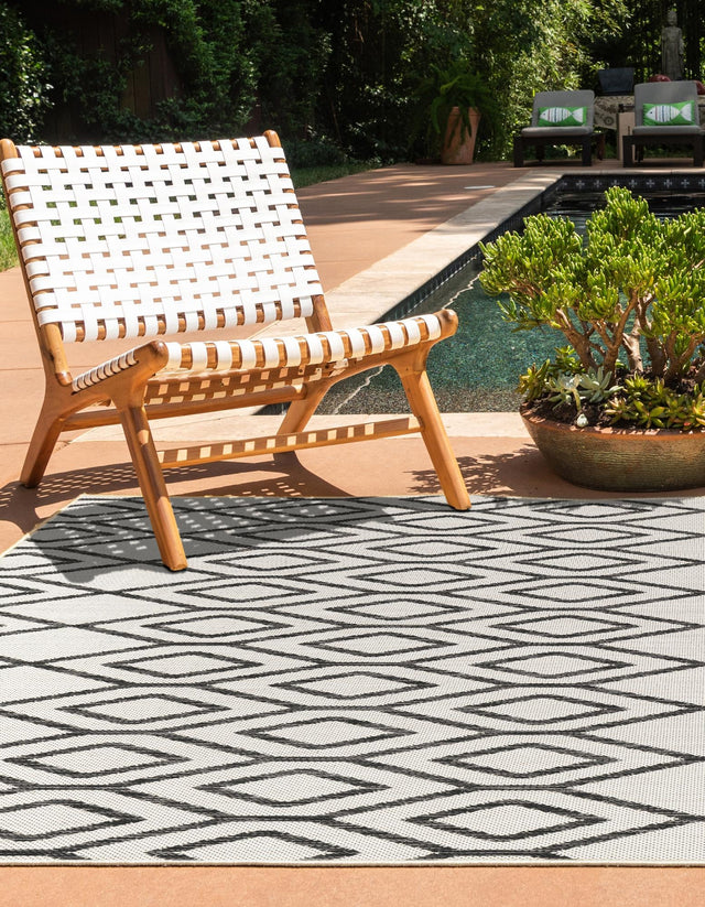 Ivory 9' x 12' Jill Zarin Outdoor Rectangle Area Rug Weather Resistant for Patio, Deck, Terrace, Balcony, Porch Durable 100% Polypropylene Carpet for Outside for Sale at Rug Engine