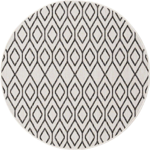 Ivory 4' 1 x 4' 1 Jill Zarin Outdoor Round Area Rug Weather Resistant for Patio, Deck, Terrace, Balcony, Porch Durable 100% Polypropylene Carpet for Outside for Sale at Rug Engine