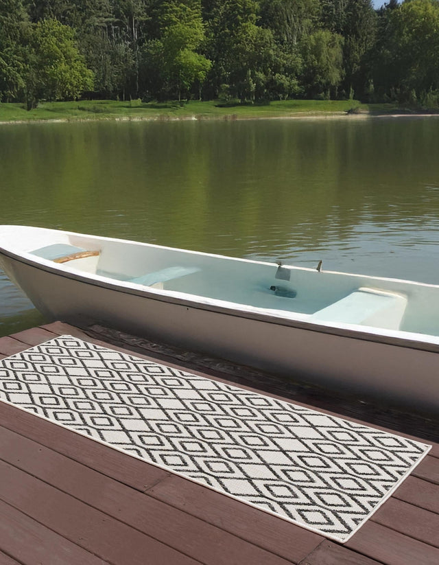 Ivory 2' x 6' 1 Jill Zarin Outdoor Runner Area Rug Weather Resistant for Patio, Deck, Terrace, Balcony, Porch Durable 100% Polypropylene Carpet for Outside for Sale at Rug Engine