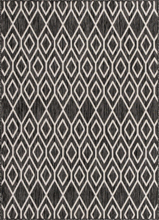 Charcoal Gray 5' 3 x 8' Jill Zarin Outdoor Rectangle Area Rug Weather Resistant for Patio, Deck, Terrace, Balcony, Porch Durable 100% Polypropylene Carpet for Outside for Sale at Rug Engine