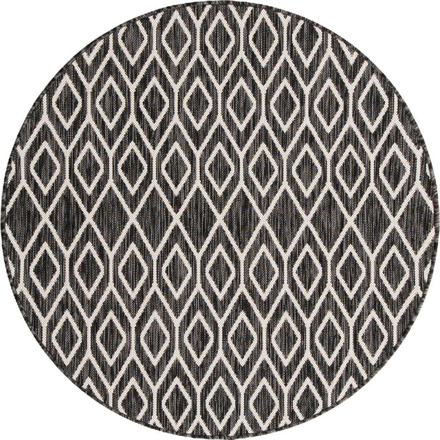 Charcoal Gray 4' 1 x 4' 1 Jill Zarin Outdoor Round Area Rug Weather Resistant for Patio, Deck, Terrace, Balcony, Porch Durable 100% Polypropylene Carpet for Outside for Sale at Rug Engine