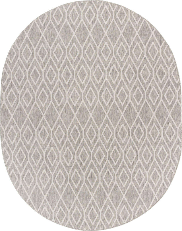 Gray Cream 7' 10 x 10' Jill Zarin Outdoor Oval Area Rug Weather Resistant for Patio, Deck, Terrace, Balcony, Porch Durable 100% Polypropylene Carpet for Outside for Sale at Rug Engine