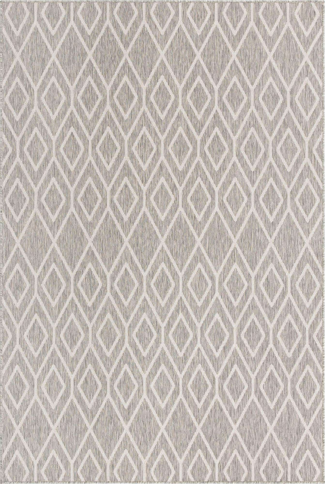 Gray Cream 6' 1 x 9' Jill Zarin Outdoor Rectangle Area Rug Weather Resistant for Patio, Deck, Terrace, Balcony, Porch Durable 100% Polypropylene Carpet for Outside for Sale at Rug Engine