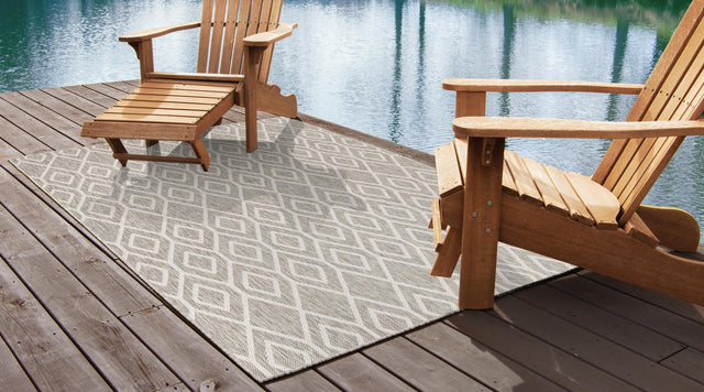 Gray Cream 7' 10 x 10' Jill Zarin Outdoor Rectangle Area Rug Weather Resistant for Patio, Deck, Terrace, Balcony, Porch Durable 100% Polypropylene Carpet for Outside for Sale at Rug Engine