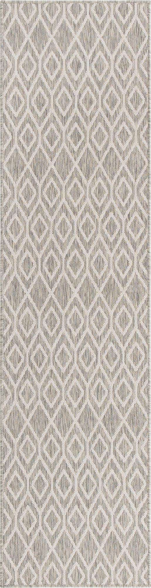 Gray Cream 2' x 8' Jill Zarin Outdoor Runner Area Rug Weather Resistant for Patio, Deck, Terrace, Balcony, Porch Durable 100% Polypropylene Carpet for Outside for Sale at Rug Engine