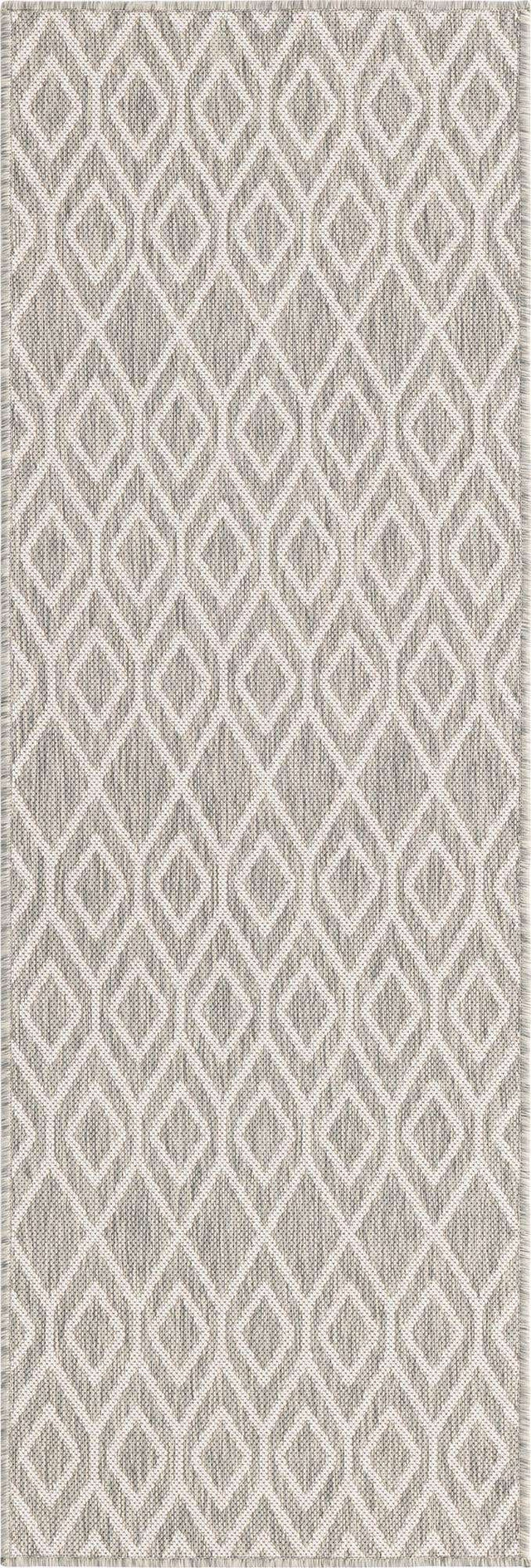 Gray Cream 2' x 6' 1 Jill Zarin Outdoor Runner Area Rug Weather Resistant for Patio, Deck, Terrace, Balcony, Porch Durable 100% Polypropylene Carpet for Outside for Sale at Rug Engine