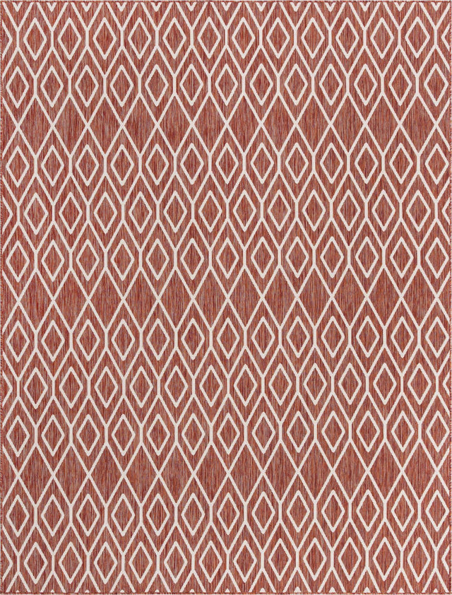 Rust Red 9' x 12' Jill Zarin Outdoor Rectangle Area Rug Weather Resistant for Patio, Deck, Terrace, Balcony, Porch Durable 100% Polypropylene Carpet for Outside for Sale at Rug Engine