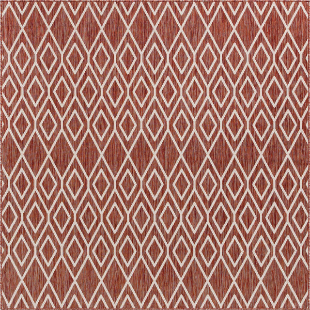 Rust Red 7' 10 x 7' 10 Jill Zarin Outdoor Square Area Rug Weather Resistant for Patio, Deck, Terrace, Balcony, Porch Durable 100% Polypropylene Carpet for Outside for Sale at Rug Engine