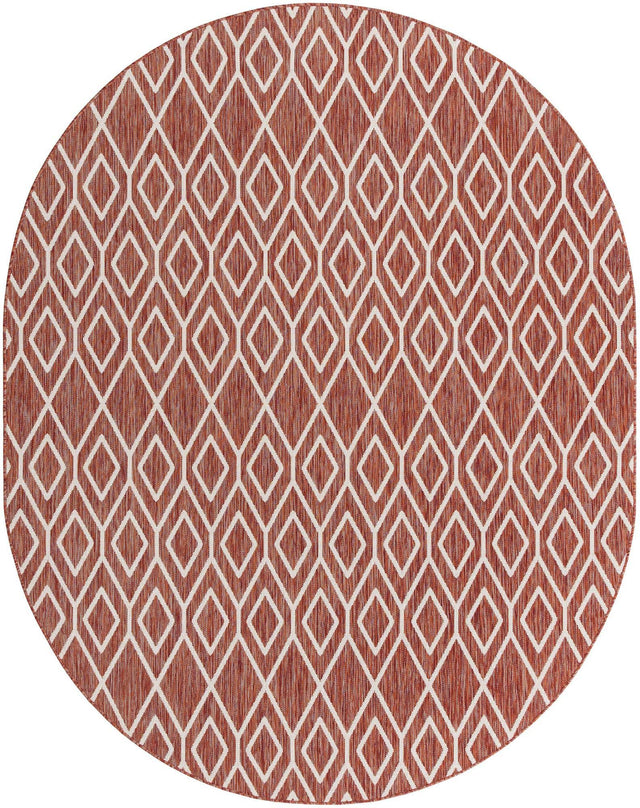 Rust Red 7' 10 x 10' Jill Zarin Outdoor Oval Area Rug Weather Resistant for Patio, Deck, Terrace, Balcony, Porch Durable 100% Polypropylene Carpet for Outside for Sale at Rug Engine