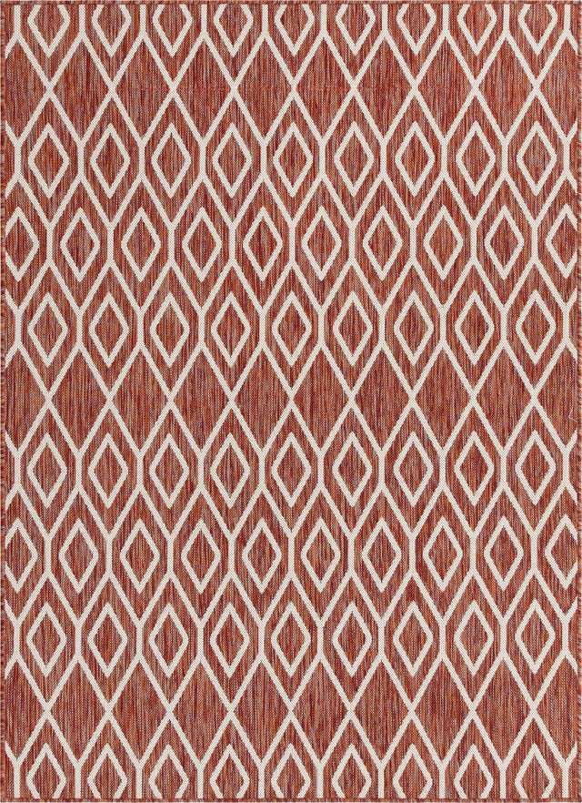 Rust Red 5' 3 x 8' Jill Zarin Outdoor Rectangle Area Rug Weather Resistant for Patio, Deck, Terrace, Balcony, Porch Durable 100% Polypropylene Carpet for Outside for Sale at Rug Engine