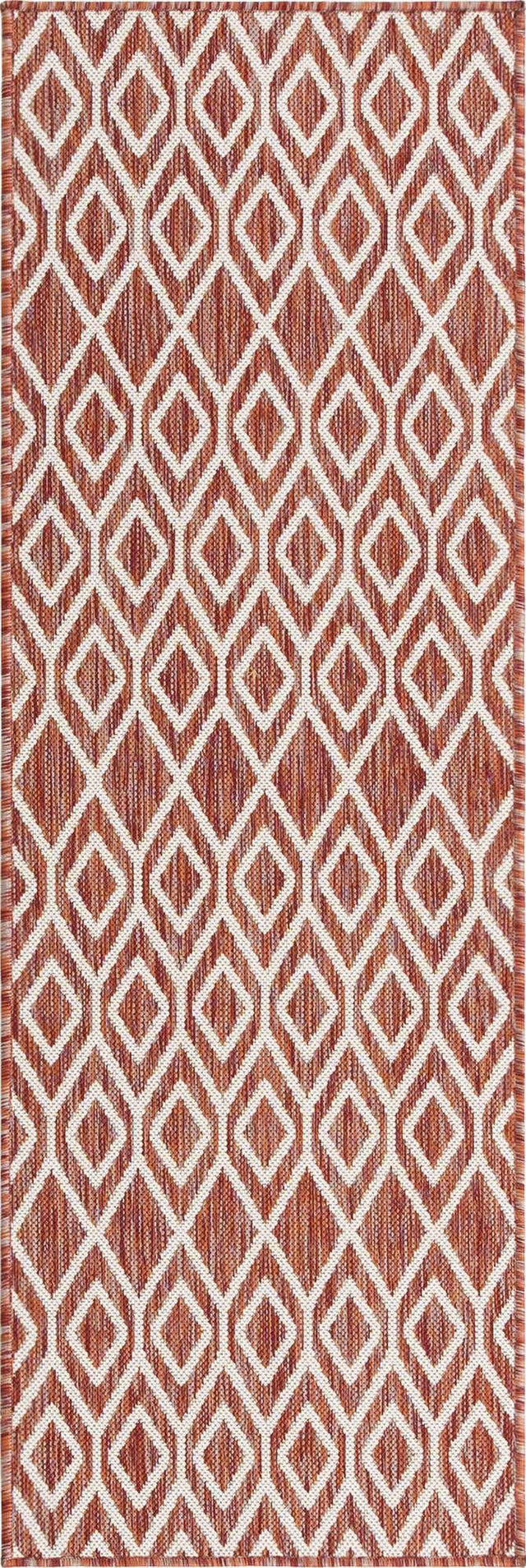 Rust Red 2' x 6' 1 Jill Zarin Outdoor Runner Area Rug Weather Resistant for Patio, Deck, Terrace, Balcony, Porch Durable 100% Polypropylene Carpet for Outside for Sale at Rug Engine