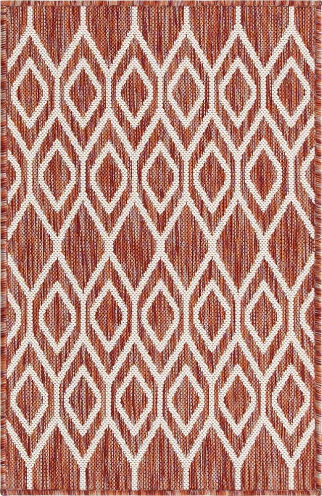 Rust Red 2' x 3' 1 Jill Zarin Outdoor Rectangle Area Rug Weather Resistant for Patio, Deck, Terrace, Balcony, Porch Durable 100% Polypropylene Carpet for Outside for Sale at Rug Engine