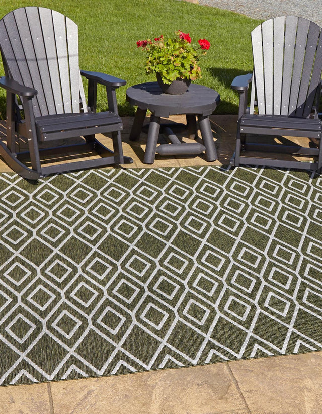 Green 7' 10 x 7' 10 Jill Zarin Outdoor Square Area Rug Weather Resistant for Patio, Deck, Terrace, Balcony, Porch Durable 100% Polypropylene Carpet for Outside for Sale at Rug Engine