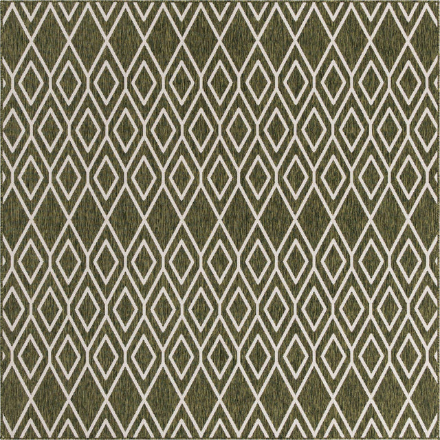 Green 7' 10 x 7' 10 Jill Zarin Outdoor Square Area Rug Weather Resistant for Patio, Deck, Terrace, Balcony, Porch Durable 100% Polypropylene Carpet for Outside for Sale at Rug Engine